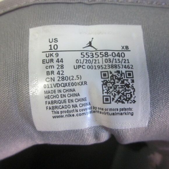 Nike Mens Air Jordan 1 Low 553558 Size 10 Black / Gray Leather Sneakers  w/ Flaw main image 13